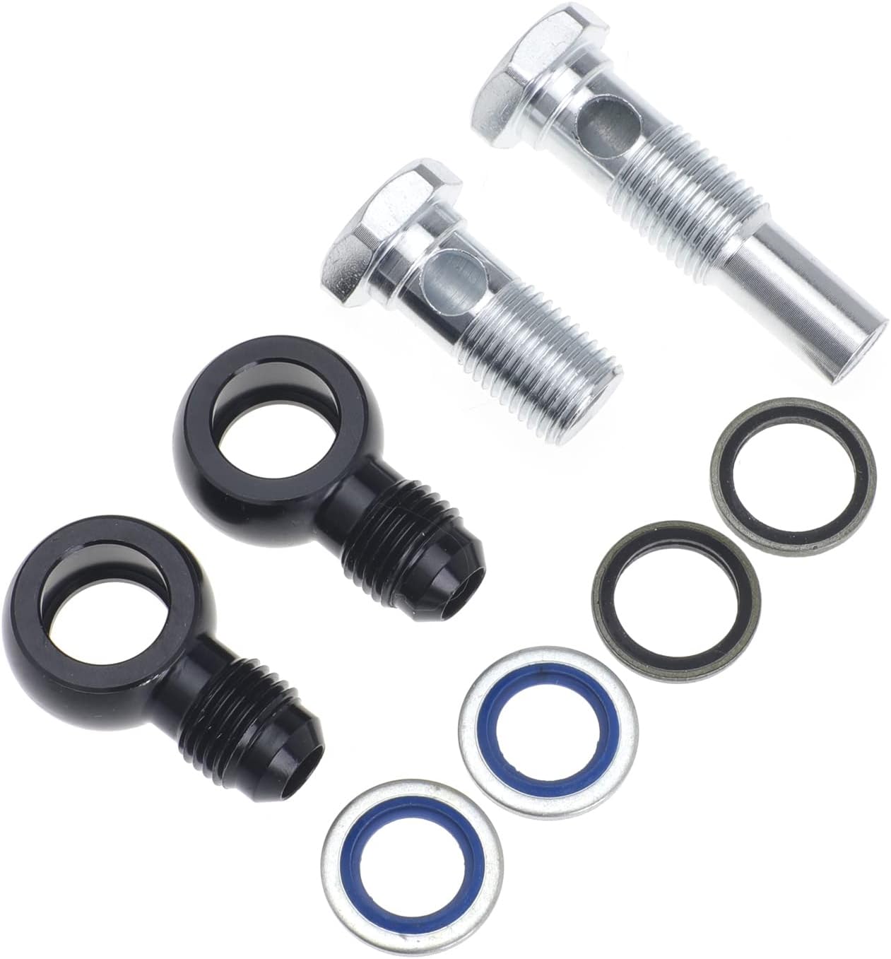 6AN x 1/4NPSM for 4L80E Transmission Oil Cooler 90 Degree Banjo Fittings