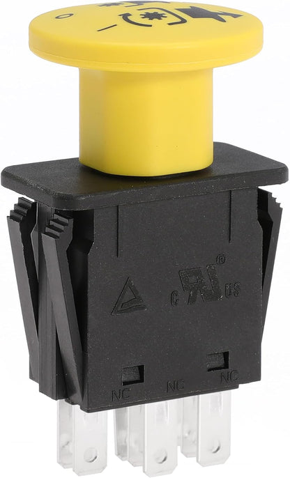 Clutch PTO Switch 8 Terminals for Scag for Murray for AYP for Husqvarna Compatible with 481687, 483957, 94927MA, 6201316MA, 146283, 140404, 430-433, 532140404, 1716332SM, 10 AMP, Yellow Knob