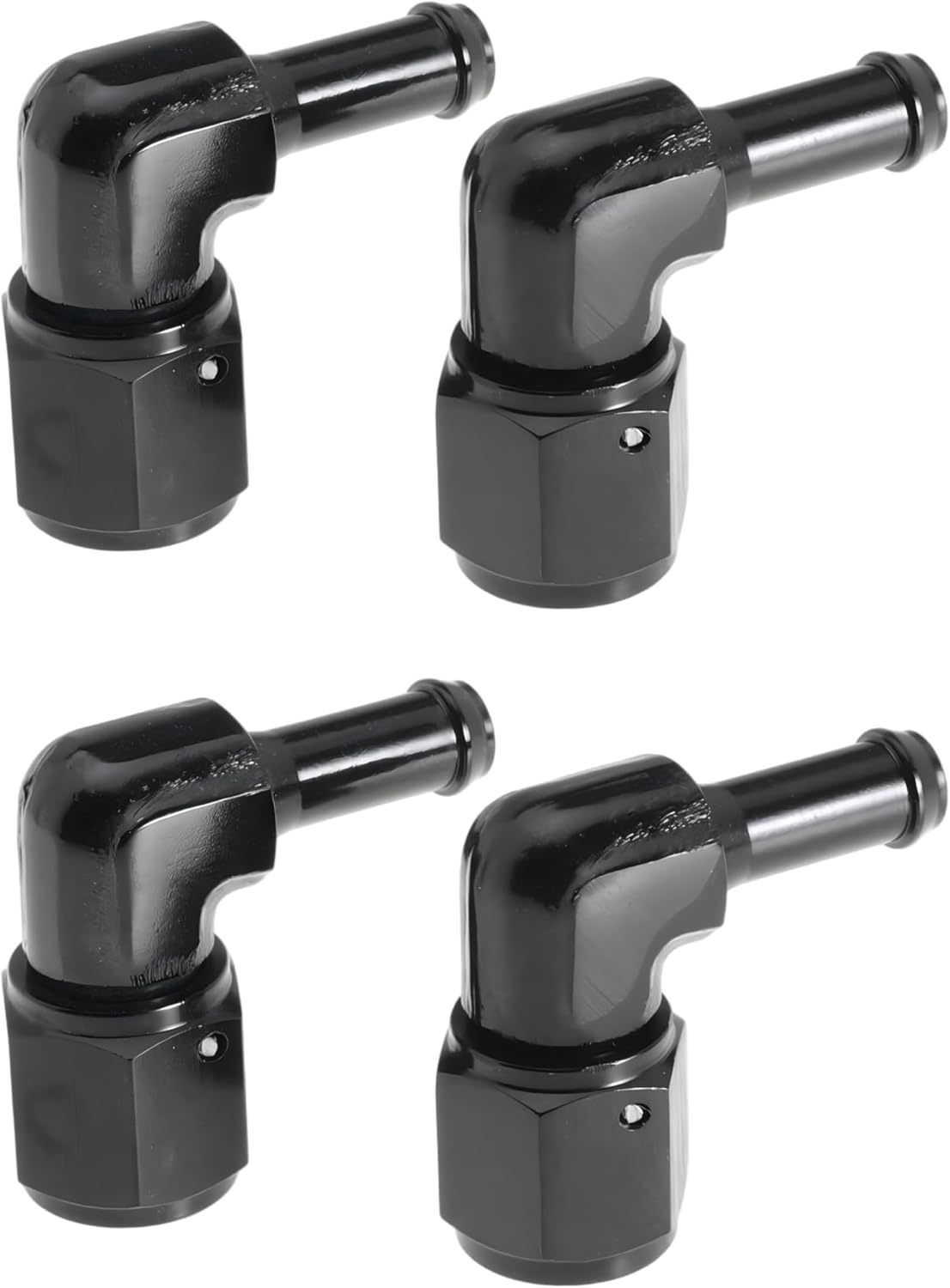 Female 6AN to 5/16 Hose Fuel Fittings 90 Degree Swivel Oil Line Pipe Adapter Black 2PCS