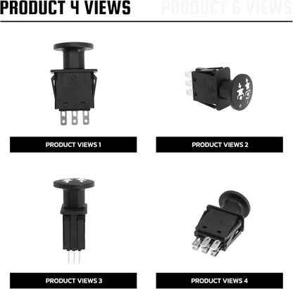 Clutch PTO Switch 8 Terminals for Dixie Chopper for Delta for Bush Hog for Wright for Bunton Compatible with 6201-303 6204-303 50018299 52420003 PL7994 5 AMP, Black Knob