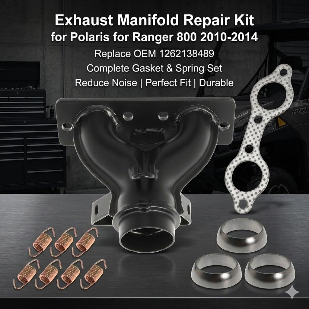 1262138489 Exhaust Manifold wit Exhaust Pipe Donut Gasket Seal Spring Kit for Polaris for Ranger 800 for Polaris for Ranger for Crew HD XP 800 4x4 EFI 2010-2014