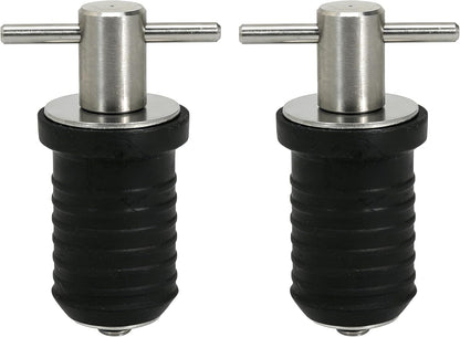 2 Pcs Boat Drain Plug With T Handle - Snap Rubber Plugs With Brass/Stainless Steel Handle - Marine Twist Accessories
