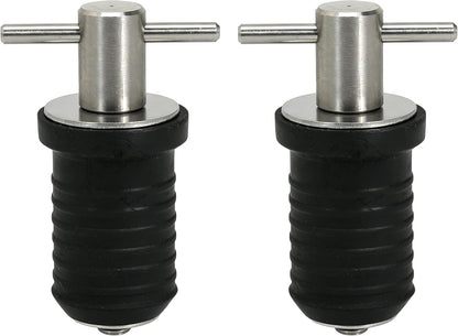 2 Pcs Boat Drain Plug With T Handle - Snap Rubber Plugs With Brass/Stainless Steel Handle - Marine Twist Accessories