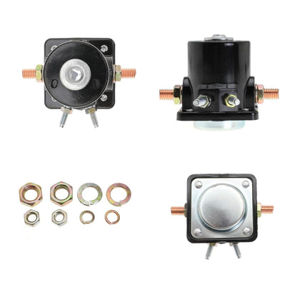12V Black Manual Surface Mount Solenoid Relay Switch for Mercury, OMC, Sierra Marine Outboards (383622, 395419, 582708, 586180, 18-5808, 47886, 47886T) - Normally Open, 30A, Silver Contact
