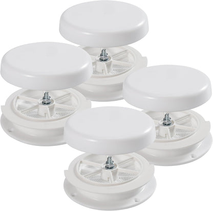 2 Pcs RV Roof Mushroom Vent with 2 Pcs Water Cover Guard Cap for Keystone Trailers Motor Homes Campers, White