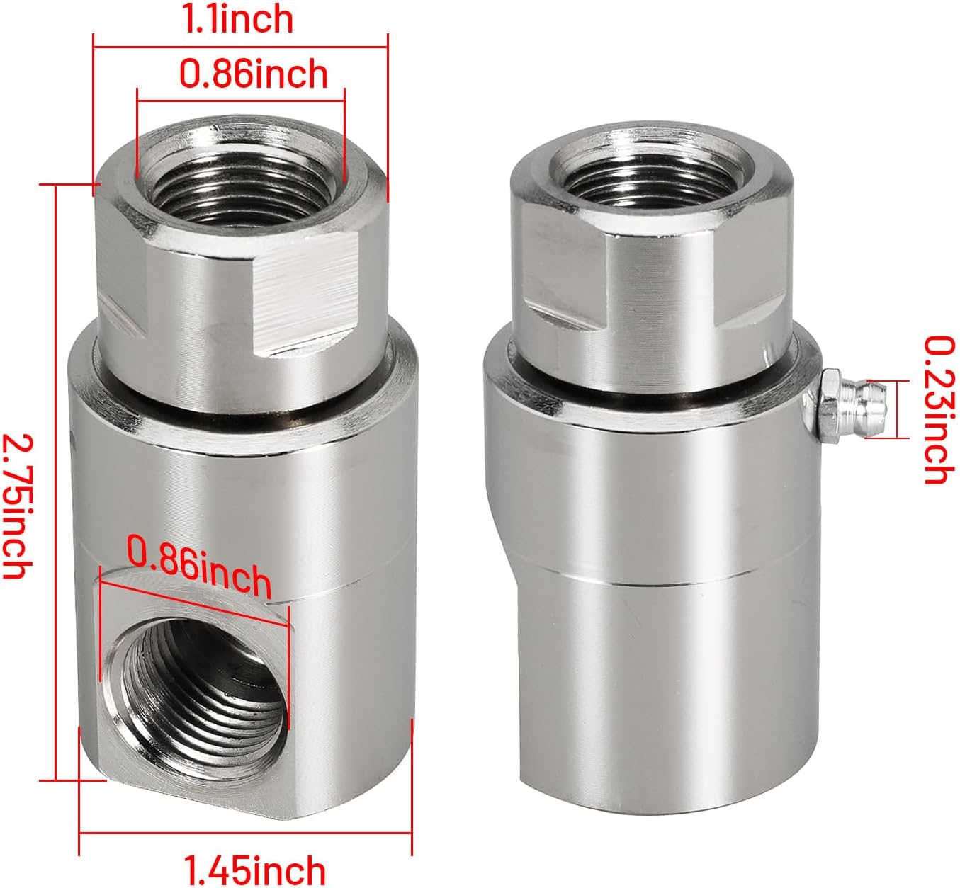 ½ Inch FXF Hose Reel Swivel Heavy Duty with Grease Zerk Fitting for Home and Industrial Steel Swivel Joint Hose Reel Fitting Replace 9SS8MP50XFP50-Ni-AL