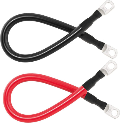 2 AWG Battery Cable 2AWG Gauge Battery Inverter Cables with 3/8 in Lugs Pure Copper Power Inverter Wire Set for Solar Marine Boat RV Car Motorcycle 2pcs (1FT)