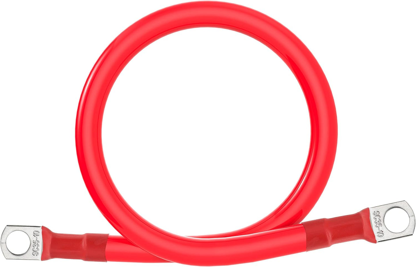 2 AWG Battery Cable 2 Gauge Battery Inverter Cables with 3/8 in Lugs Pure Copper Power Inverter Wire Set for Solar Marine Boat RV Car Motorcycle (1FT, 1 red +1 black cable)