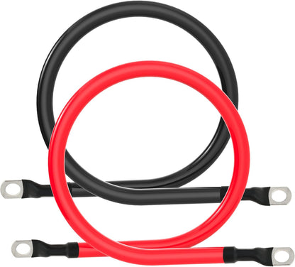 2 AWG Battery Cable 2AWG Gauge Battery Inverter Cables with 3/8 in Lugs Pure Copper Power Inverter Wire Set for Solar Marine Boat RV Car Motorcycle 2pcs (2FT)
