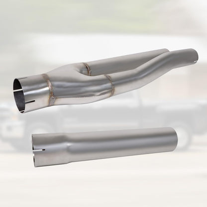 Dual Exhaust Muffler Y-Pipe Kit for Dodge Ram 1500 Hemi Pickup Trucks 5.7L 2009-2019 with 3 inch Innet and 2.25 inch Outlet Y Pipe Muffler, Silver
