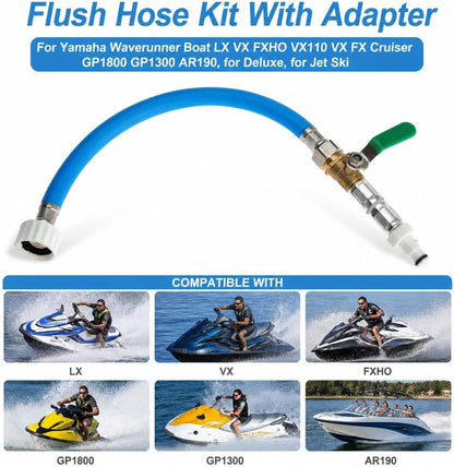 Flush Hose Fitting Adapter Kit for Yamaha Boat Waverunner LX VX VXR FXHO | for Yamaha VX110 VX FX Cruiser GP1800 GP1300 AR190, For Deluxe Jet Ski, Includes Adapter