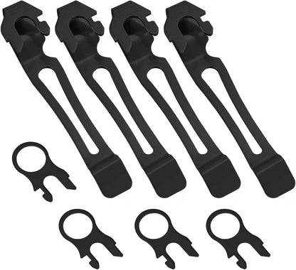 Quick-Release Pocket Clip + Lanyard Ring Set Stainless Steel Quick Release Multi-Tool Pocket Clip (Black-6)