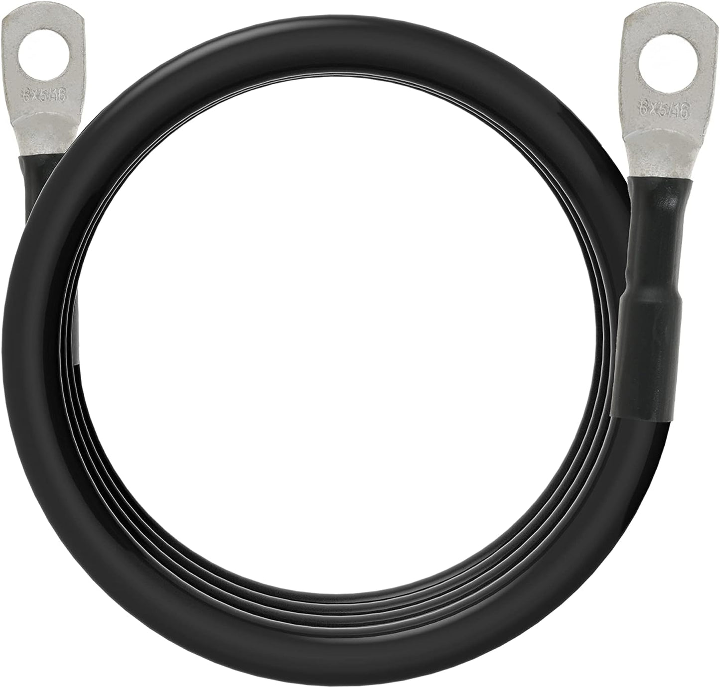 6 AWG Battery Cables 6 Gauge Battery Power Inverter Cable with 5/16 Inch Tinned Copper Lugs Both Ends for Solar Marine Boat RV Car Motorcycle 2 pcs (3FT)