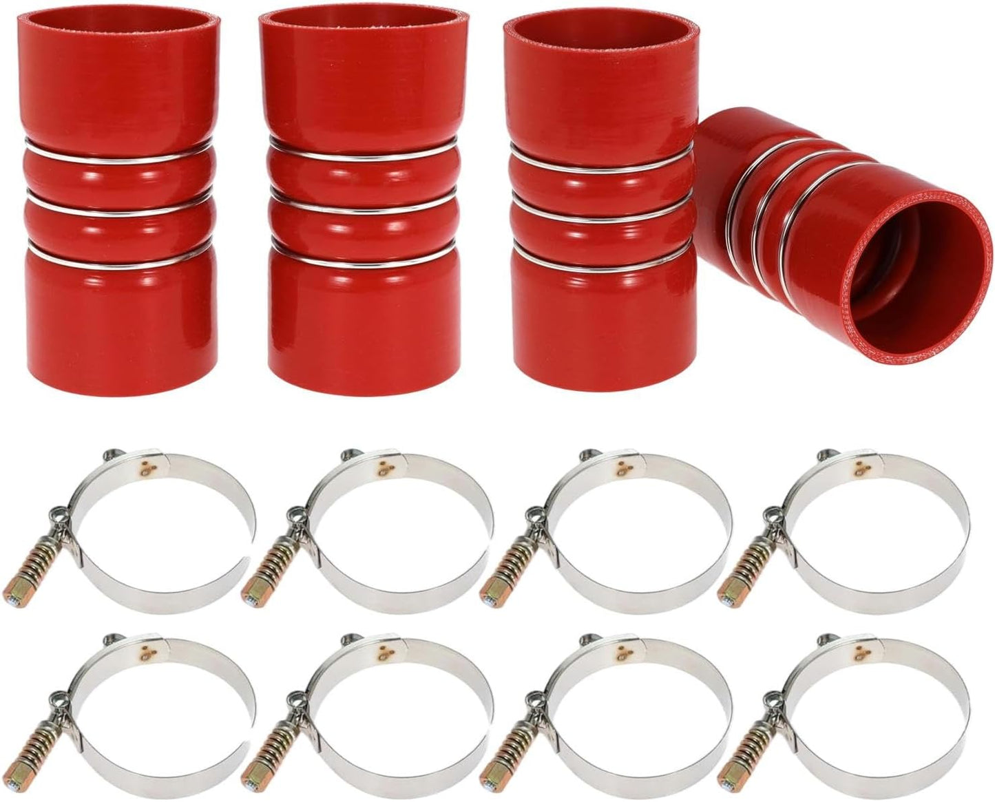 Silicone Charge Air Cooler Hump Hose Boot Set 3" X 6" with T Bolt Clamp Red 4PCS