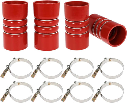 Silicone Charge Air Cooler Hump Hose Boot Set 3" X 6" with T Bolt Clamp Red 4PCS