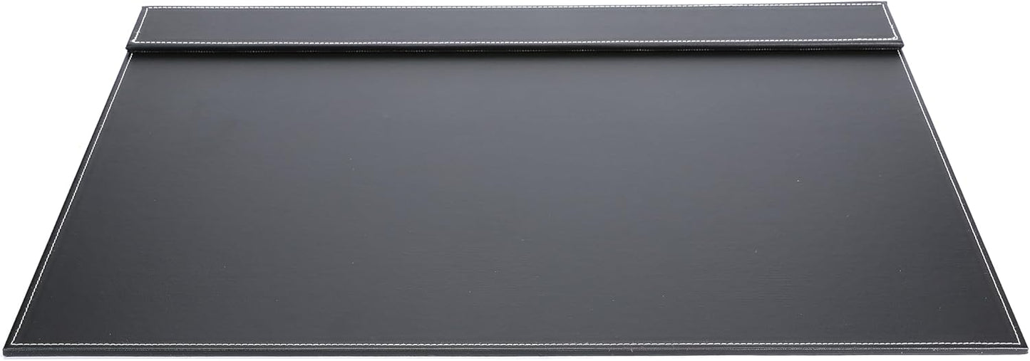34" x 20" Leather Desk Blotter with Side Rails for Writing Leather Executive Desk Pad Protector Desk Mat for Office Home Workplace Black