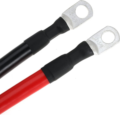 2 AWG Battery Cable 2AWG Gauge Battery Inverter Cables with 3/8 in Lugs Pure Copper Power Inverter Wire Set for Solar Marine Boat RV Car Motorcycle 2pcs (2FT)