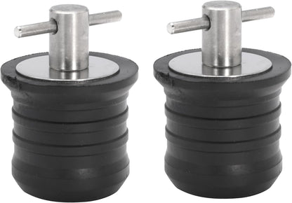2 Pcs T-Handle Boat Plug Brass/Stainless Steel Boat Drain Plug Snap Handle Plug Rubber Drain Plug for Boat Marine