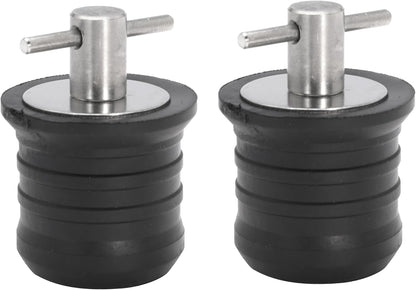 2 Pcs T-Handle Boat Plug Brass/Stainless Steel Boat Drain Plug Snap Handle Plug Rubber Drain Plug for Boat Marine