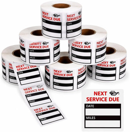 Oil Change Service Reminder Stickers - 300 Pcs 2x2 Black, Next Service Due Roll, Removable Vinyl Peel & Write, No Residue Car Sticker (8)