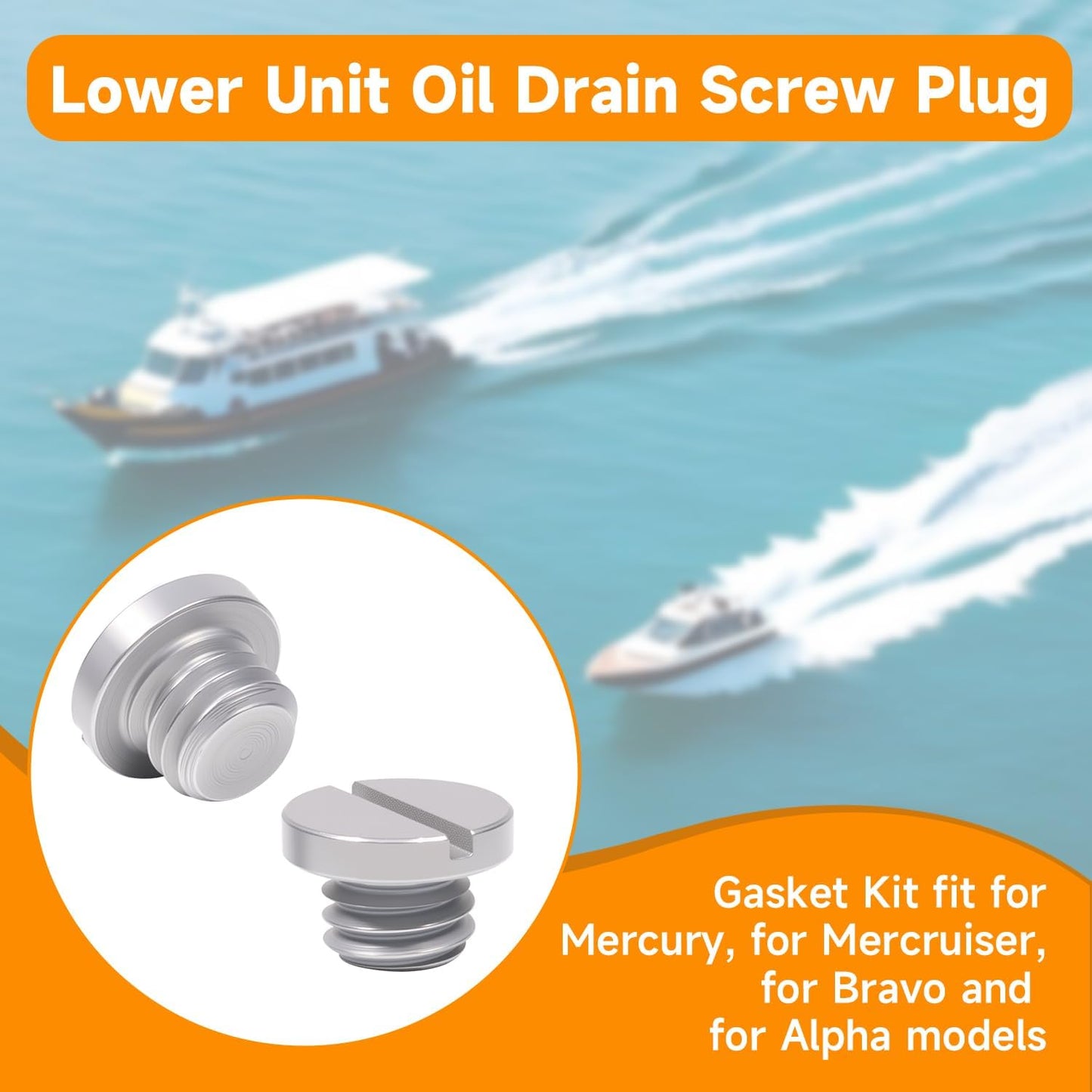2 PCS Lower Unit Drain Plug Oil Drain Screw Plug Gasket Kit for Marine for Mercruiser for Bravo for Alpha1 Gen 2 Replace 10-79953Q2 10-79953A2 18-2244 10-79953Q04 8M0058389