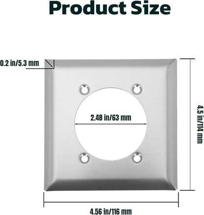Single Hole Receptacle Wall Plate, Outlet Covers Wall Plate for Hubbell Bryant 313292 SS701 9450A, 4.56" Length 4.5" Width 0.21" Thick (Pack of 2)