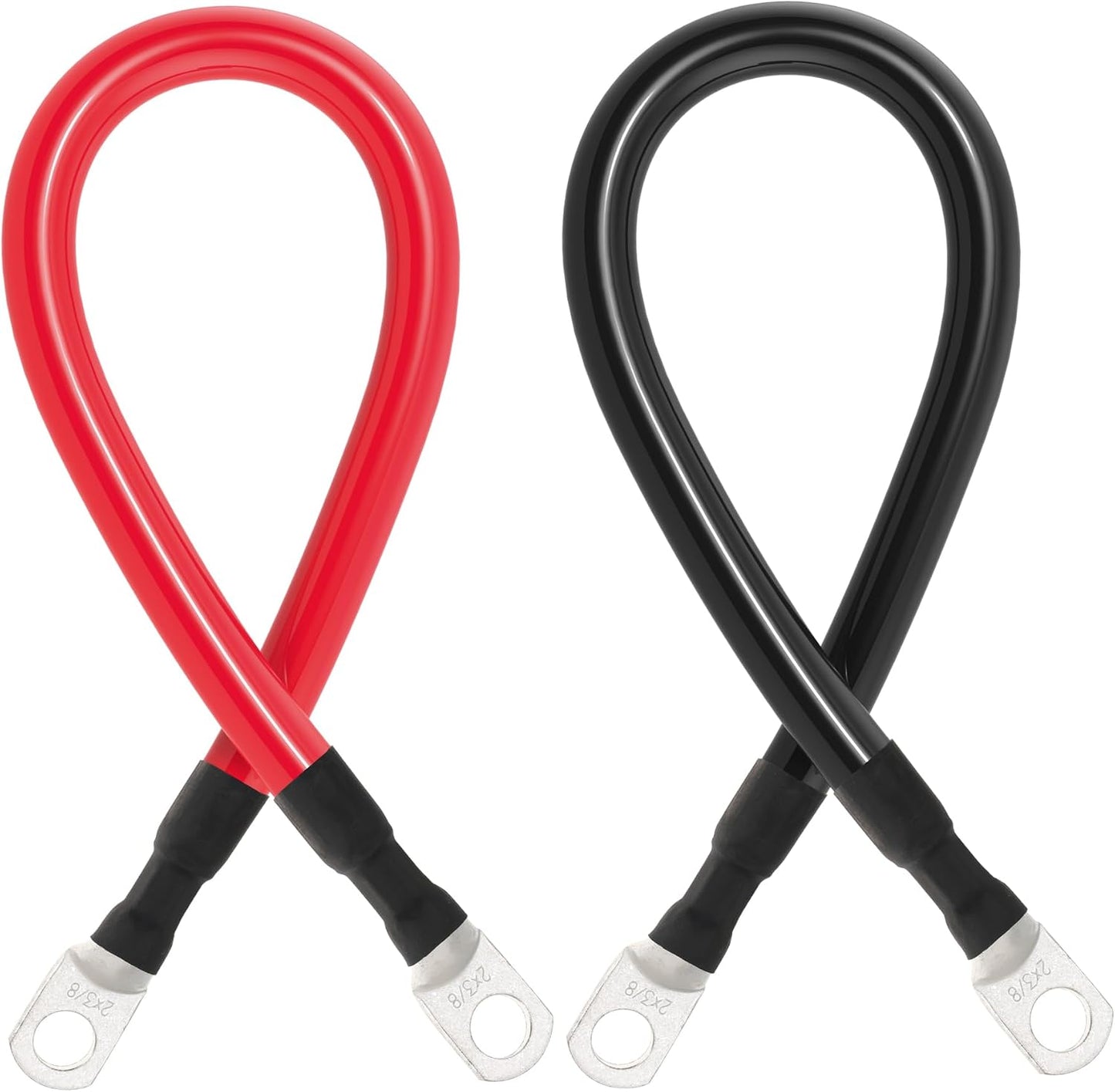 2 AWG Battery Cable 2AWG Gauge Battery Inverter Cables for Automotive Solar Marine Boat RV Car Motorcycle (2 AWG, 1FT, 5/16")