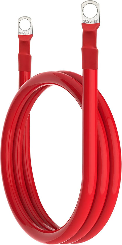 4 AWG Battery Cable 4 Gauge Battery Wires with 3/8 terminals Power Inverter Cables for Solar Boat Marine RV Car (4FT, 1 red+1 black cable)