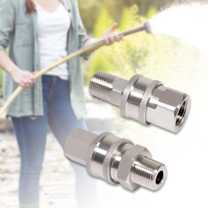3/8'' Quick Connect Coupler Fittings Stainless Steel Adapter Set for Pressure Washer NPT Male Thread Kit