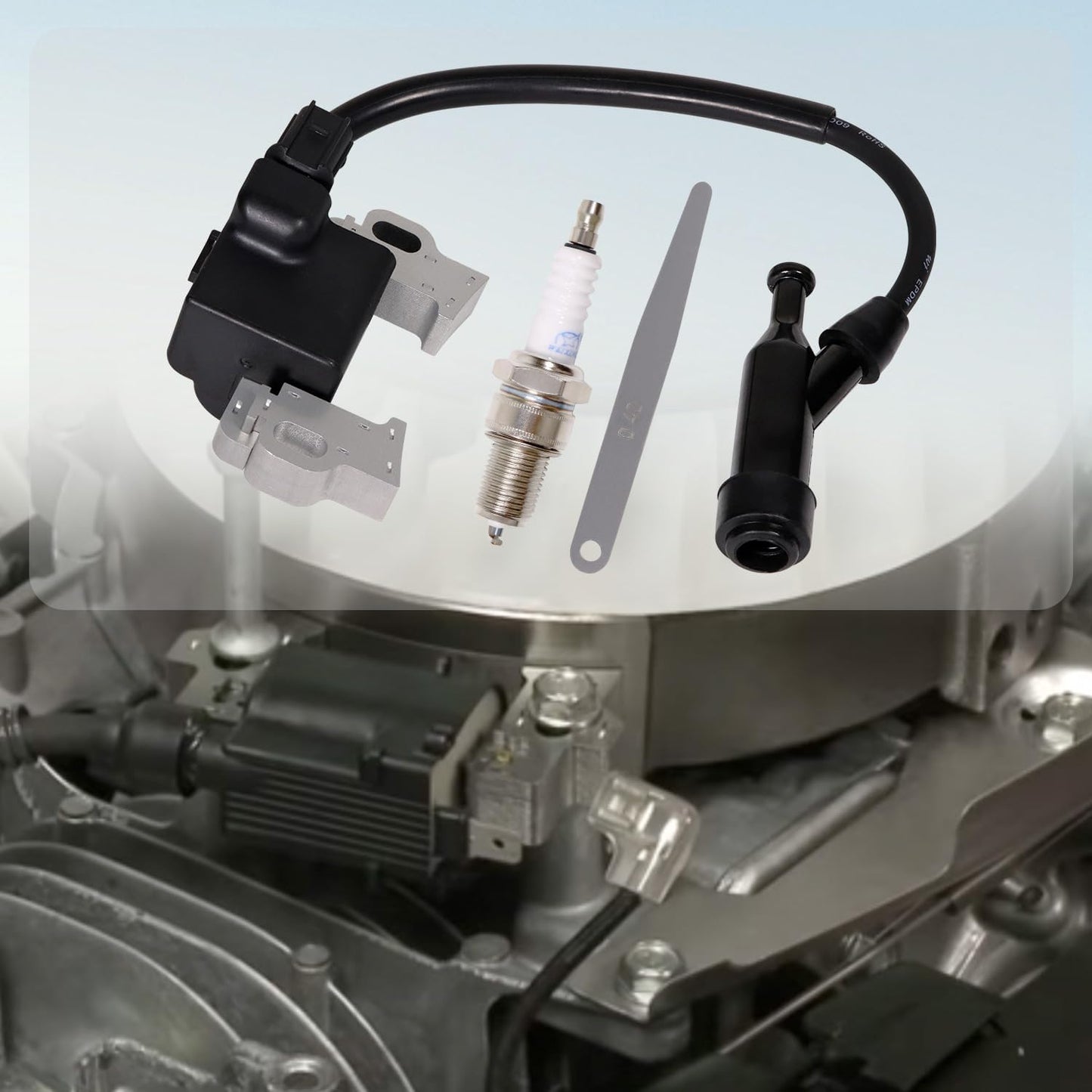 Ignition Coil 30500-Z5T-003 4 pin Connector for Honda GX390 GX340 Replace 30500-Z5R-003 30500Z5T003 Four Prong Connector Coils, with Spark plug and 0.4 Feeler Gauge