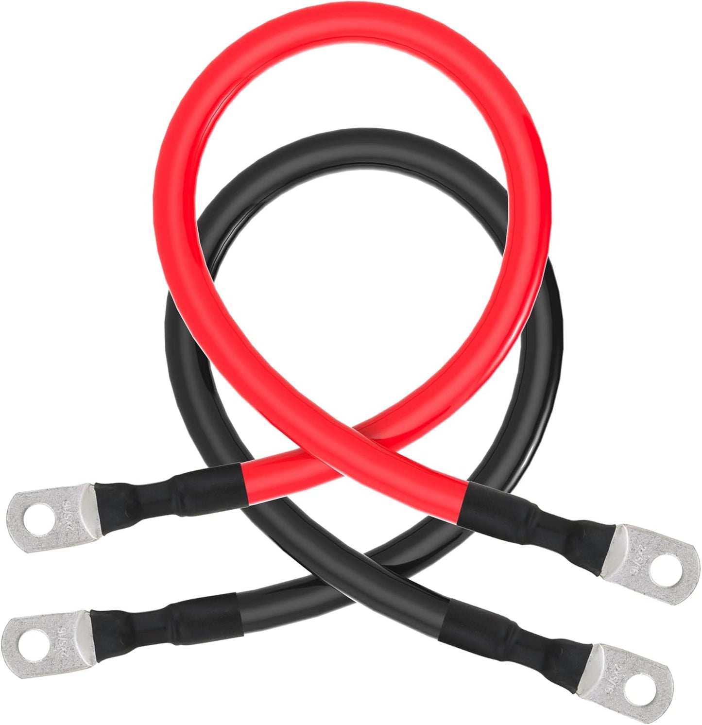 2 AWG Battery Cable 2AWG Gauge Battery Power Inverter Cables with 5/16 in Lugs Terminal for Automotive Solar Marine Boat RV Car Motorcycle (2FT)