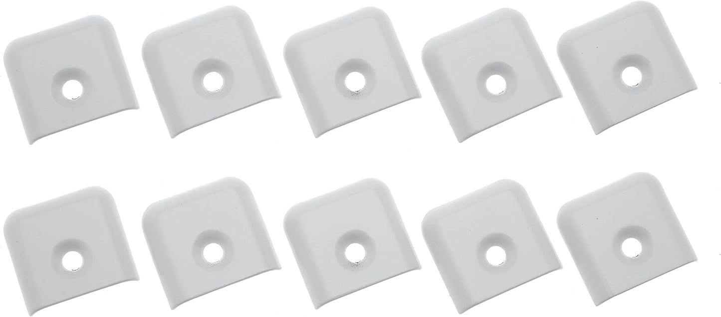 RV Trim End Caps Vinyl Trim Strips White Flat End Cap for RV Camper Trailer 1" Trim Molding with Screws 10 Pack