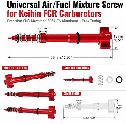 Air Fuel Mixture Screw for Keihin FCR Carb for Honda CRF150R CRF150R for Yamaha YFZ450 YZ250F YZ426F YZ450F for Kawasaki KLX450R KX250F KX450F for Suzuki RMZ250 RAMZ450 (Red)