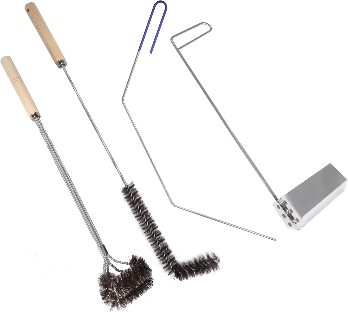3 PCS Fryer Cleaning Tools with Deep Fryer Brass L-Shaped Brush, Deep Fryer Cleanout Rod, Long Handle Deep Basket Brush for Restaurants, Air Fryers, Deep Fat Fryers