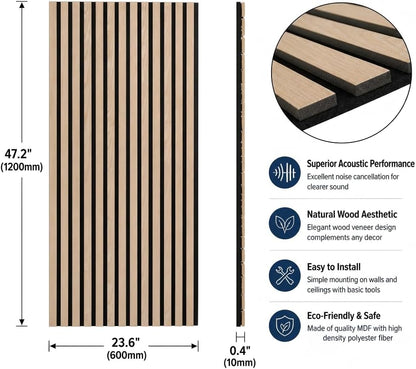 5 Pack Large Acoustic Panels for Wall Decor Sound Proof 47.2 x 23.6 x 0.4 Inch Sound Dampening Panels Wood Veneer Sound Absorbing Wall Panel for Bedroom Home Studio Office (Oak)