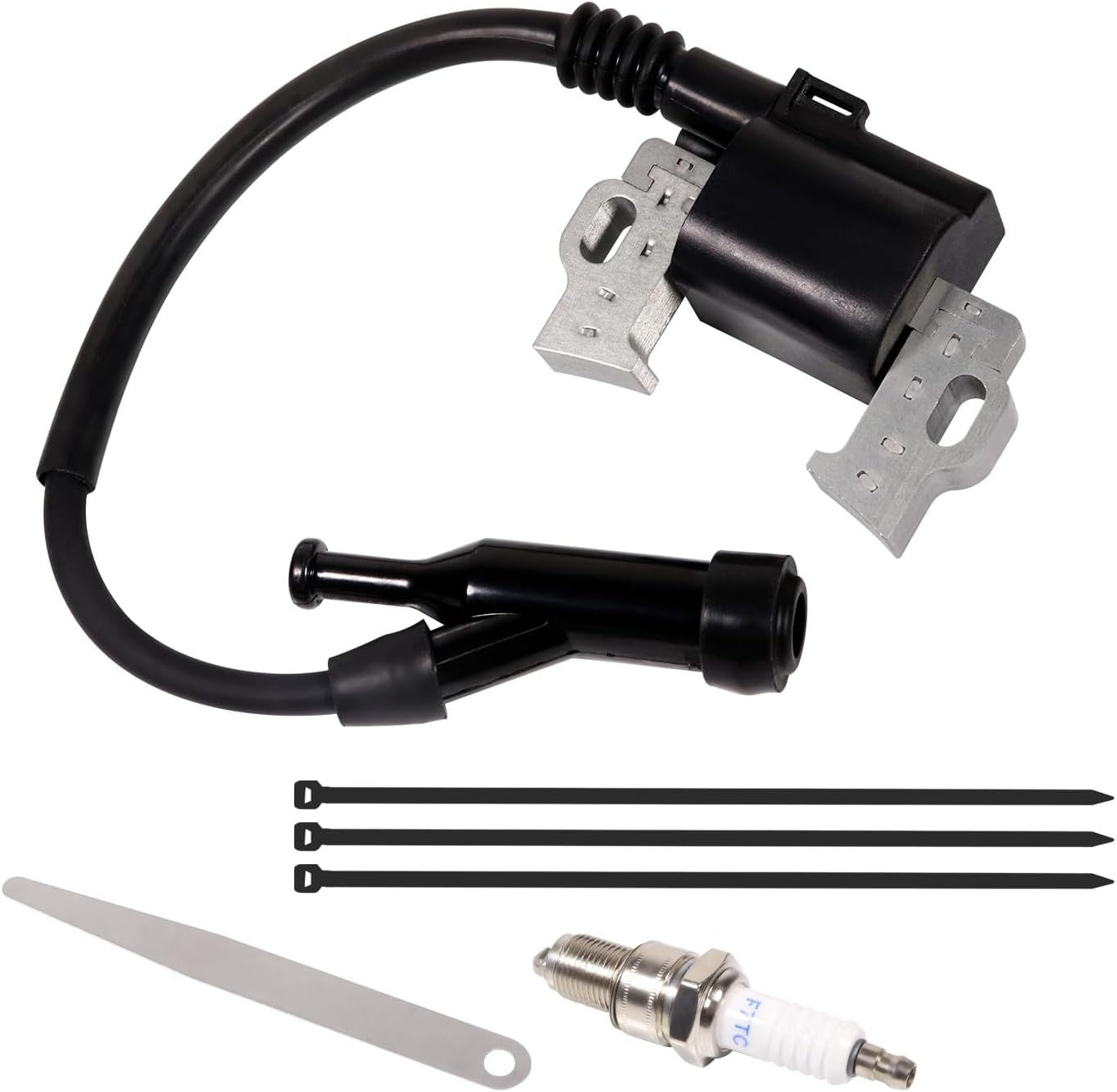 Ignition Coil for Honda GX390 Engine Compatible with 30500-Z5T-003 Includes 1 Pieces of Spark Plugs and a 0.4 Feeler Gauge and 3Pcs ties