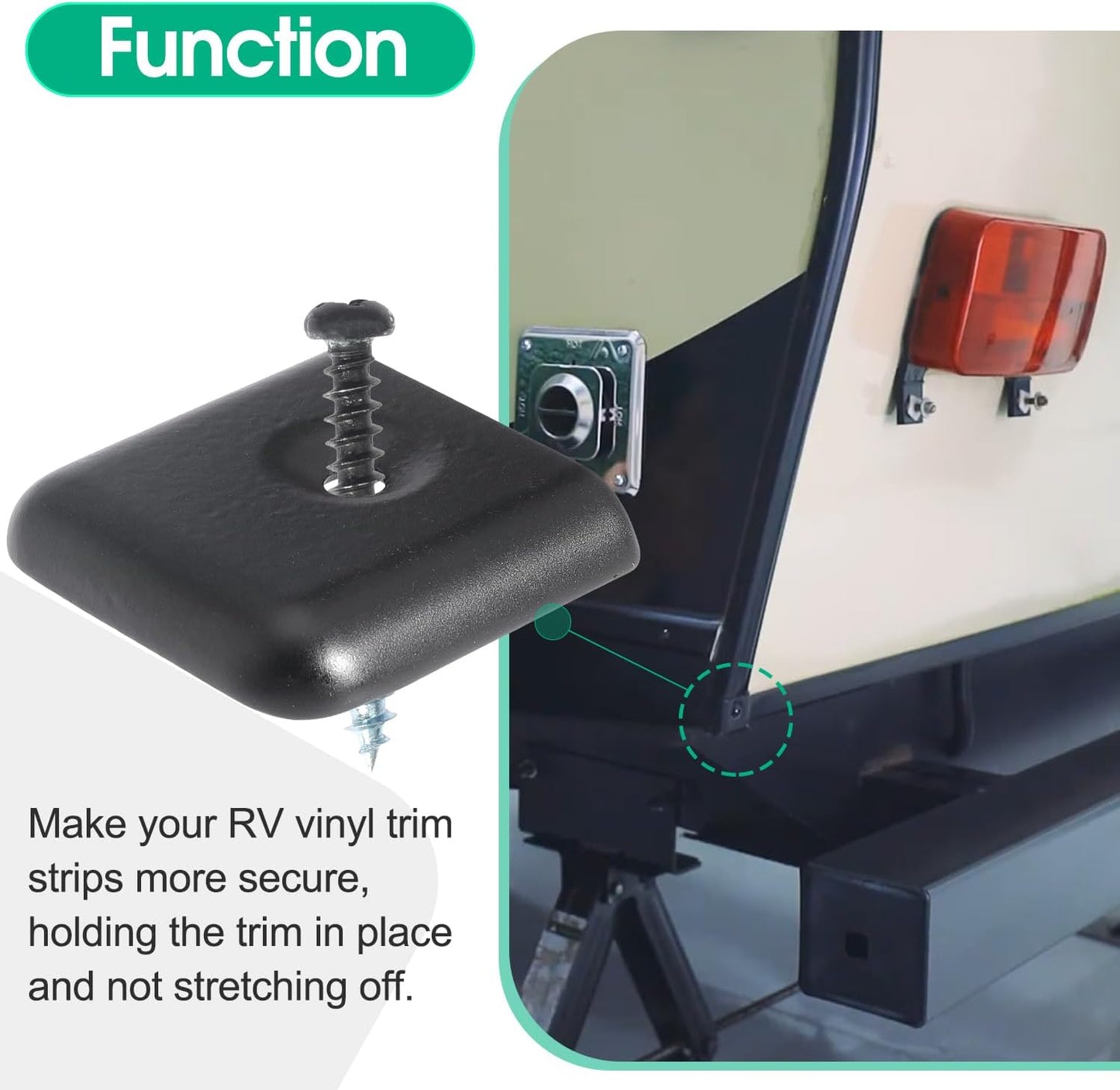 RV Trim End Caps for 1 Inch Vinyl RV Trim Molding Screw Covering Strip (Black, 4pcs)