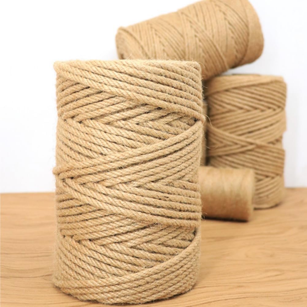 Jute Rope,3mm Thick Twisted Manila Ropes,Tug of War Rope, Natural Heavy Duty Hemp Rope for Swing Bed, Crafts, Railing, Tug of War, Home Decorating (656FT, 3mm)