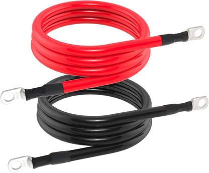 1/0 AWG Battery Cable 1/0AWG Gauge Battery Inverter Cables for Automotive Solar Marine Boat RV Car Motorcycle (1/0 AWG, 1FT, 3/8")