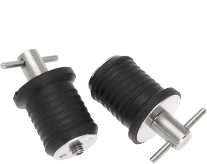 2 Pcs T-Handle Boat Plug Brass/Stainless Steel Boat Drain Plug Snap Handle Plug Rubber Drain Plug for Boat Marine
