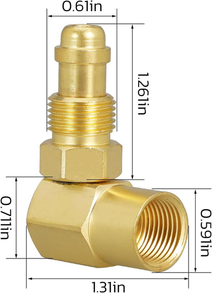 AW-407 / CGA 032 Nut/NIP -032 Body 90' 90 Degrees Elbow Inert Gas Adaptor Argon Welder Connector for Everlast for TIG for MIG Welder