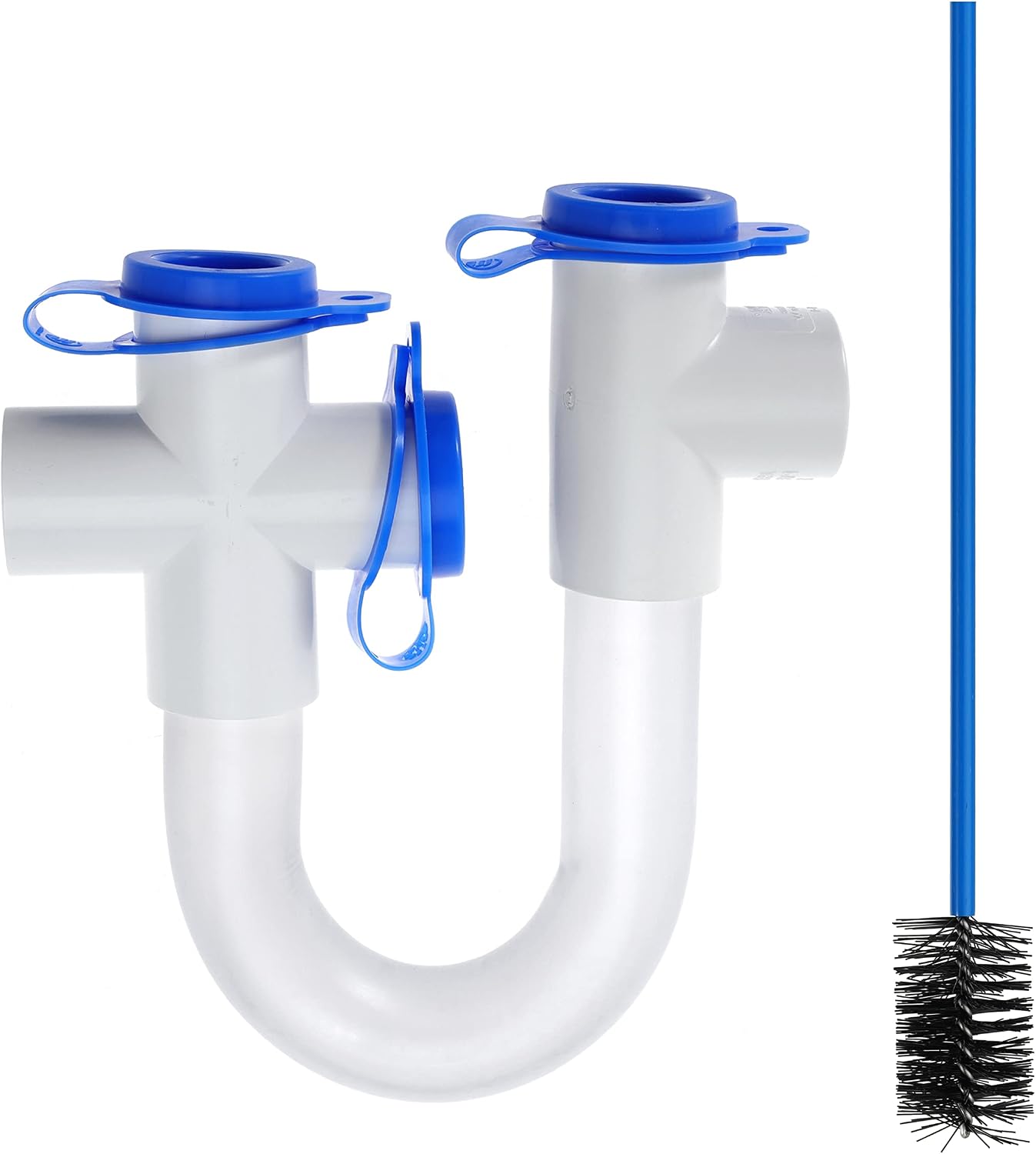 1Pack 3/4" Standard Condensate Trap with 16" Cleaning Brush PVC Transparent U Trap for HVAC Systems, Air Conditioner, Effectively Drains Condensate