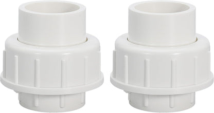 3/4" PVC Union Coupling Pipe Fitting PVC Adapter Schedule 40, EPDM O-Ring, 3/4 inch Slip Coupling Fitting (Socket x Socket), 2 Pack, White