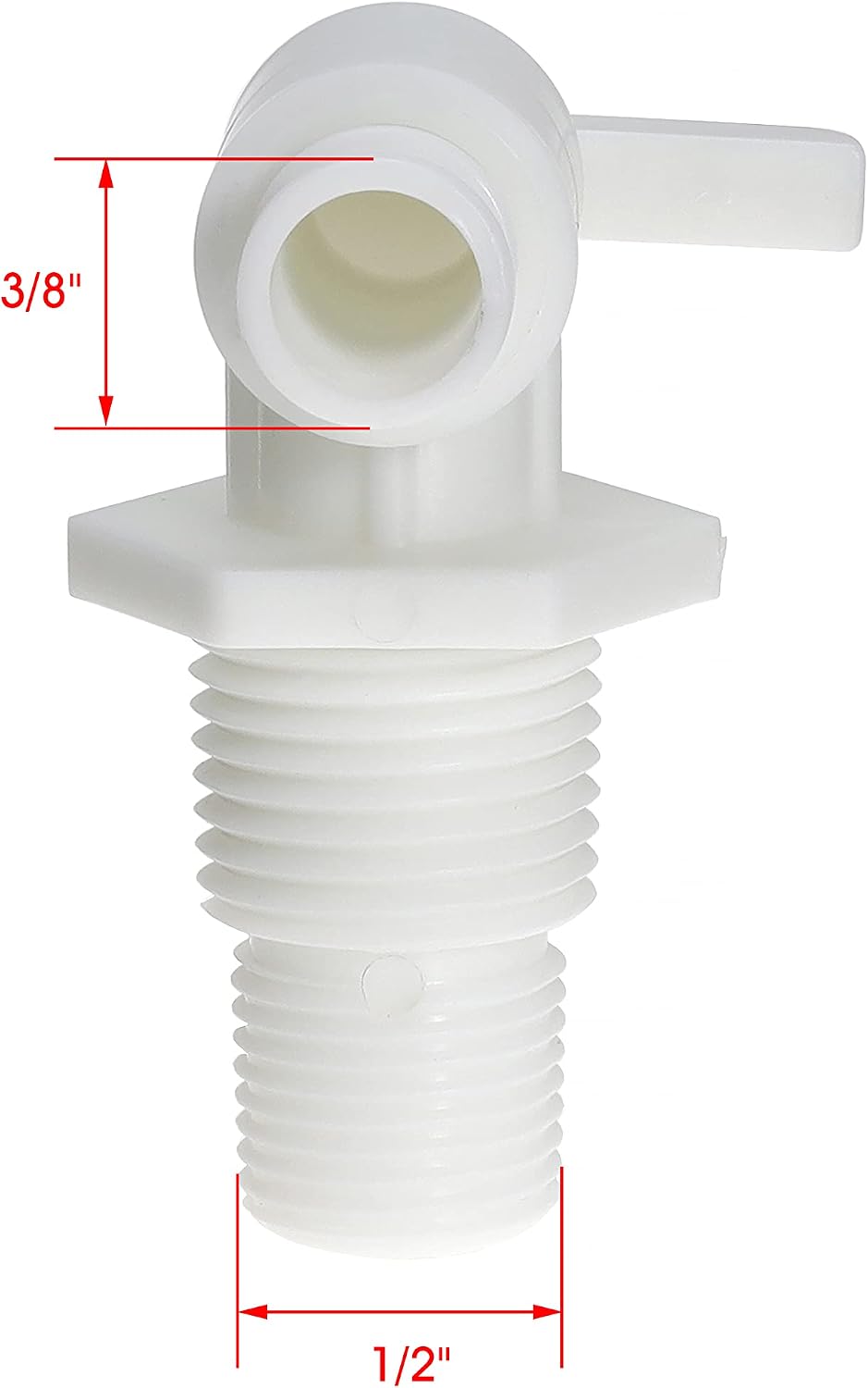 Drain Valve 3/8" and 1/2" Male NPT Dual Barbed Drain Cock Replacement for RV Camper Travel Trailer Fresh Water Tank or System Pack of 2