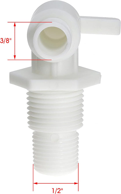 Drain Valve 3/8" and 1/2" Male NPT Dual Barbed Drain Cock Replacement for RV Camper Travel Trailer Fresh Water Tank or System Pack of 2
