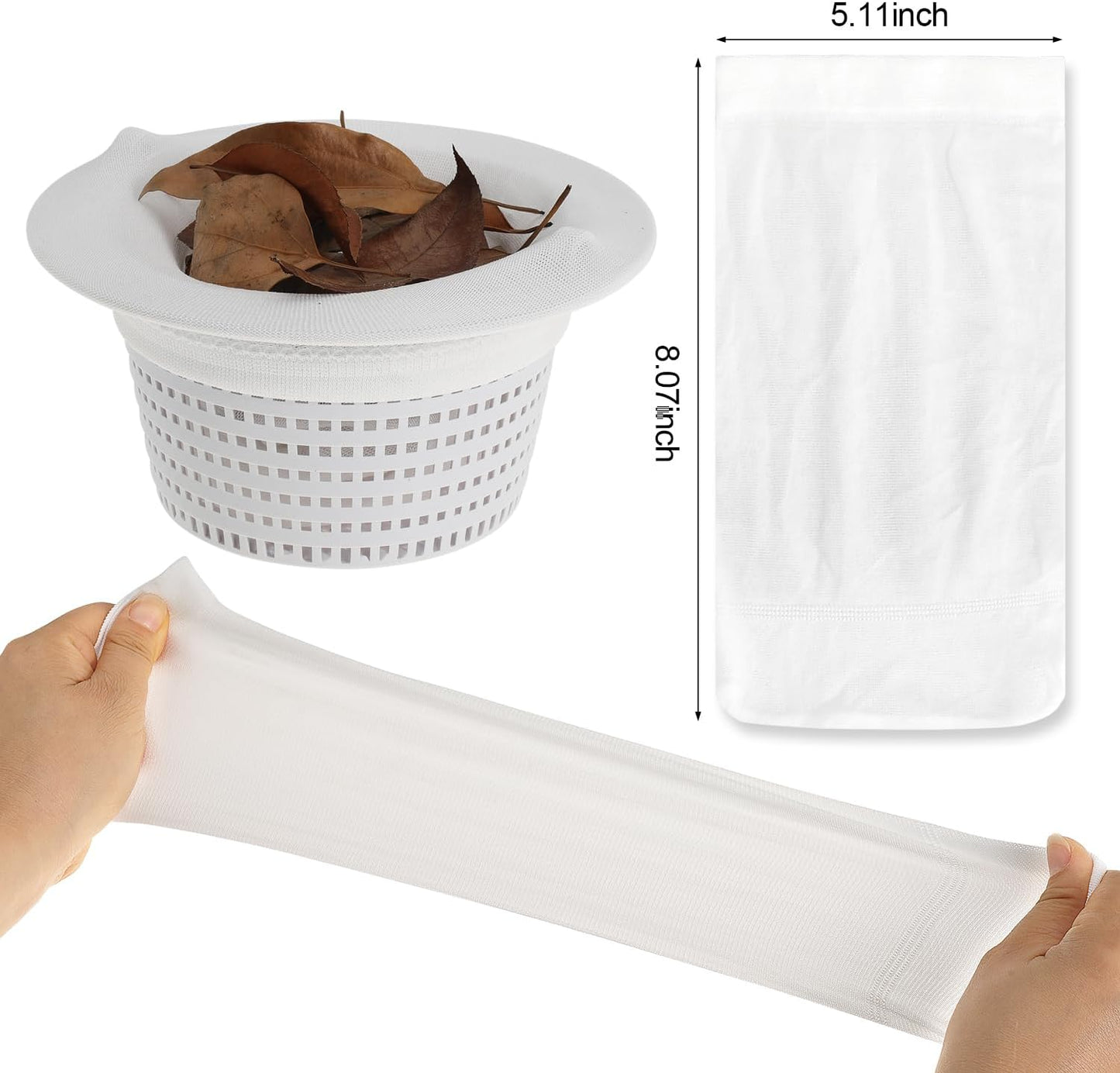 2 Pack 6" Above Ground Pool Skimmer Basket Thru-Wall Strainer Basket Filter Basket with 30 Pack Pool Skimmer Socks Pool Basket Socks to Clean Leaves and Debris