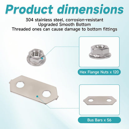 Nickel Plated, Copper Bus Bars and Stainless SS Nuts Set for Hybrid Battery for Toyota for Prius V for Lexus CT200h 2004 and More (Improved Model) (2 Sets)