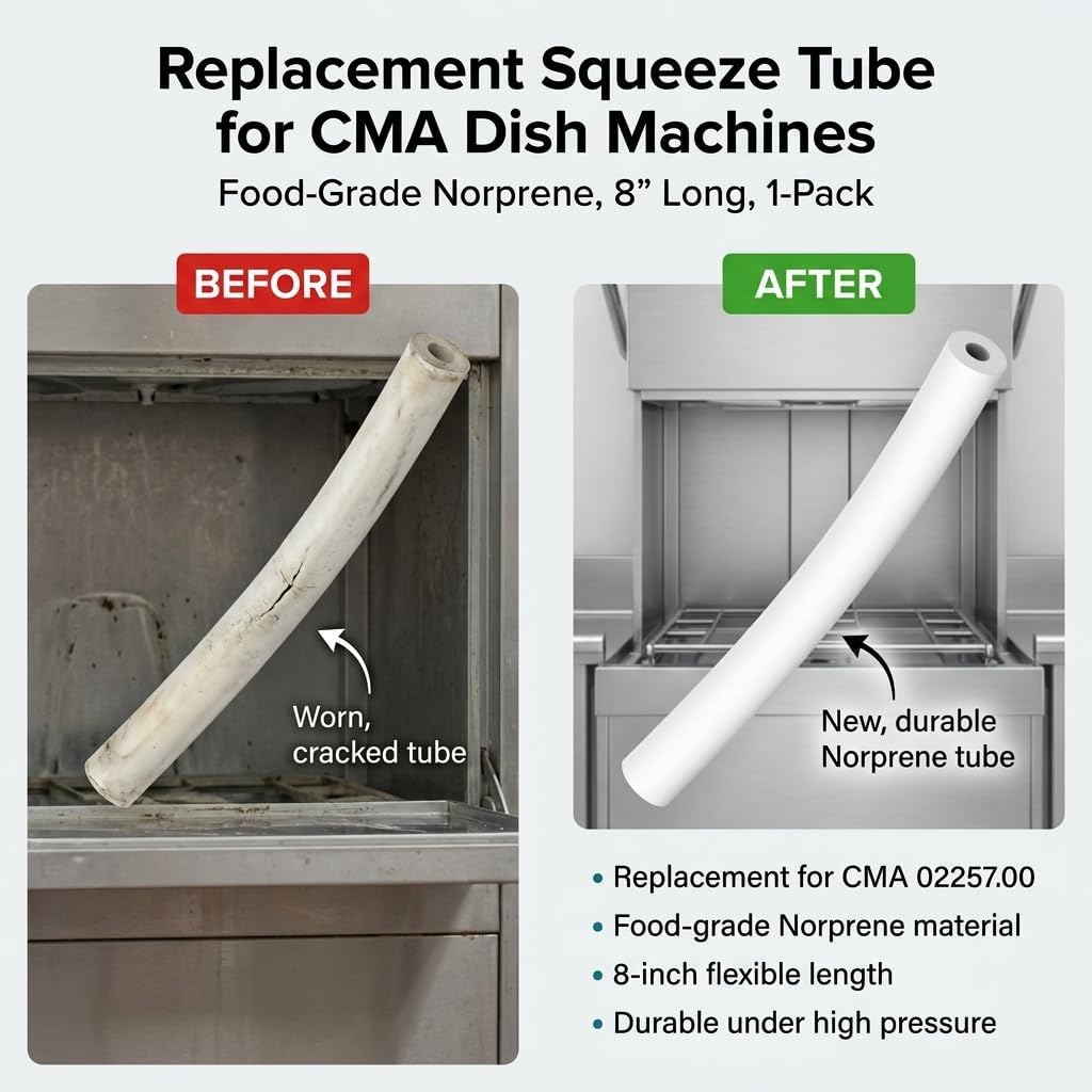 Squeeze Tube for Norprene 8 for CMA Dish Machines Replace 02257.00 Keep Cracking and Leaking Water (Pack of 2)