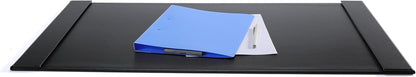 34" x 20" Leather Desk Blotter with Side Rails for Writing Leather Executive Desk Pad Protector Desk Mat for Office Home Workplace Black
