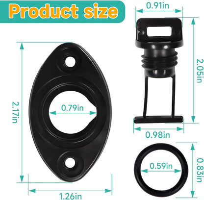 Drain Plug with O-Ring and Base for Sea-Doo for Yamaha for Polaris Gas Tank Replace 292000187 ‎292-000-187 F1S-U2280-00-00 F1S-U2280-02-00 1060125 (2 Packs)